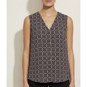 Elementz Blouse Women XL Purple Geometric Studded‎ Sleeveless V-Neck MDOB0128
